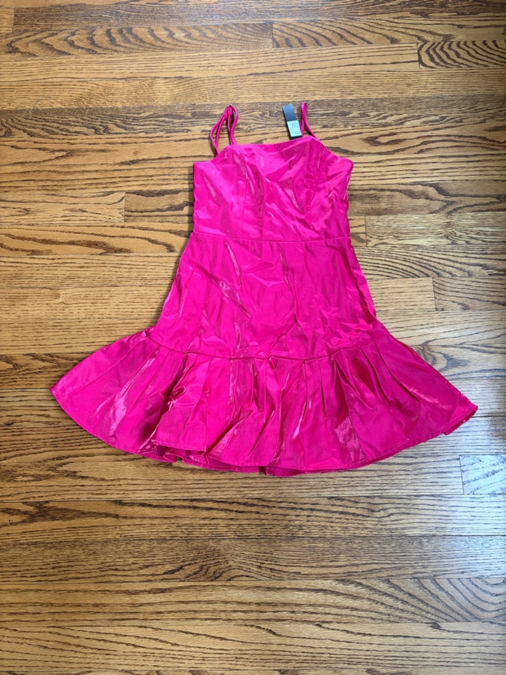 Girls' Hot Pink Formal Party Dress with Spaghetti Straps